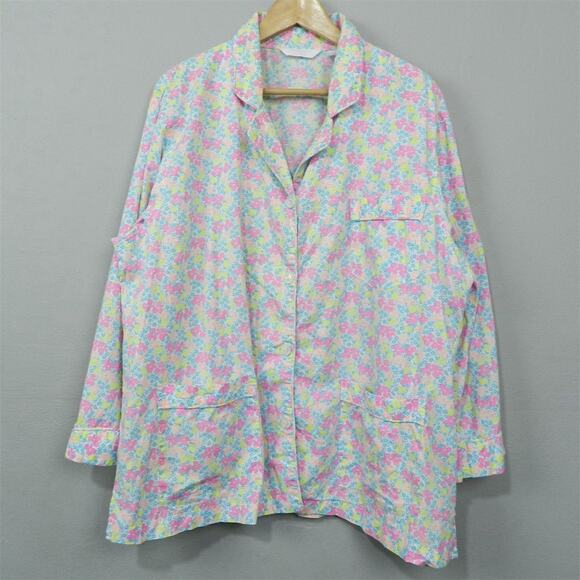 Victoria's Secret Womens Floral Pajama Top Multicolor Size XL‎ Button Up - Picture 1 of 15